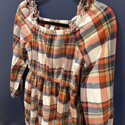 Girls Cotton plaid off-shoulder dress, J.Crew Crewcuts - Size 12 -$12