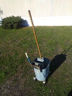 Vintage galvanized mop bucket