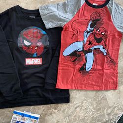 Marvel’s  Spider Man Boy’s 2- Piece Fleece Crewneck And Tee Set