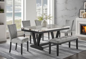 Sophisticated 6 pc dining set features perfect blend of charm and modern elegance