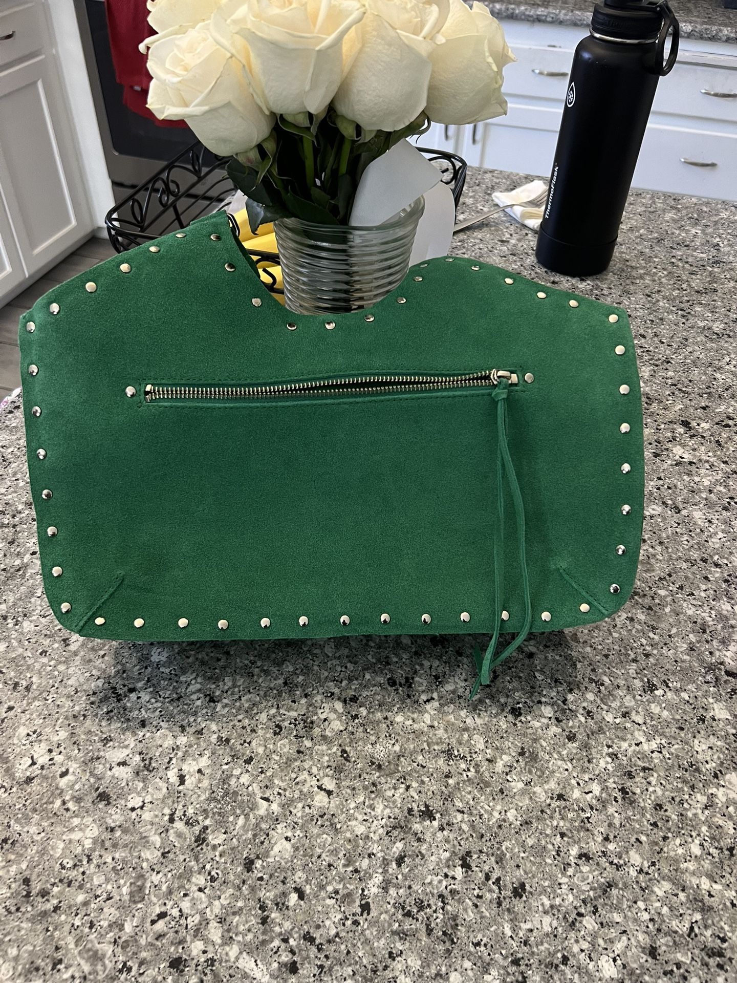BANANA REPUBLIC Green Suede Handbag Purse
