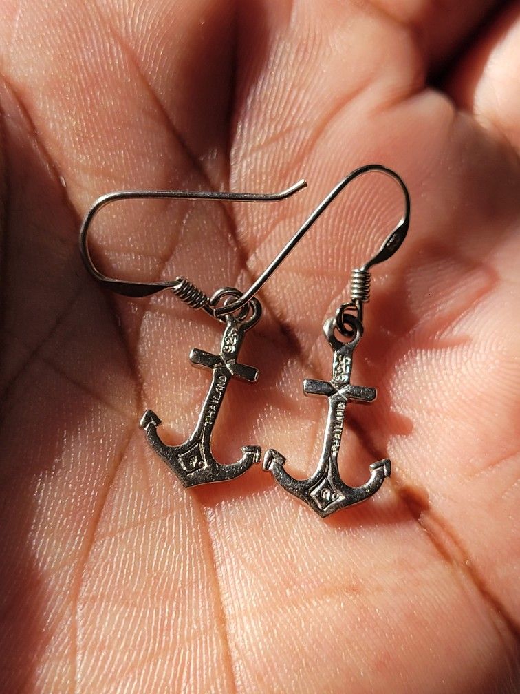 Sterling Silver Anchor Earrings