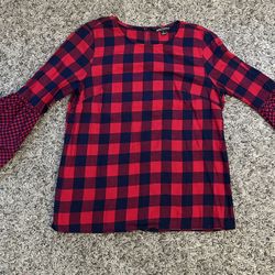 J. Crew Gorgeous Blouse, Red Checkered Shirt Size 2 (small)