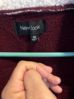 New Look Burgundy Fleece Coat Size 1X