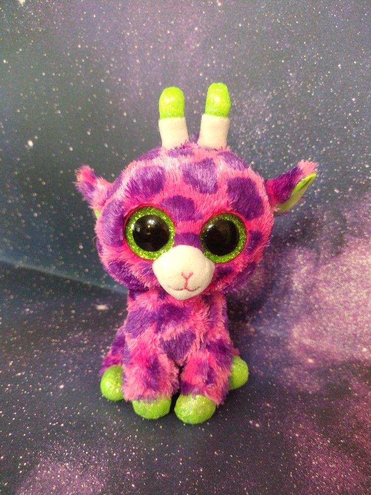 TY Beanie Boo Gilbert The giraffe Plush 6" Stuffed Animal Sparkle green eyes hooves  