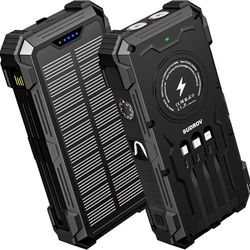 Sudrov Solar Charger Power Bank, 42800mAh Wireless Portable Charger