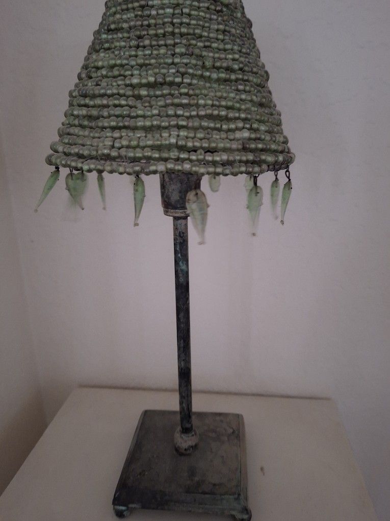 Beaded Table Lamp W/Candle