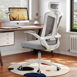 116 350 LBS Ergonomic Office Computer Mesh Chair - Adjustable Height Rolling Desk Chair with Flip-Up Armrests & High Back Support - Comfortable Swivel