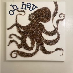 Oh Hey Octopus Art On Painted Canvass 34.5” X 34.5”