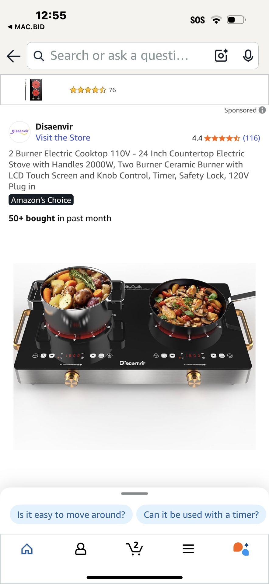 2 Burner Electric Stove