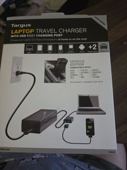 Targus LAPTOP TRAVEL CHARGER WITH USB FAST CHARGING PORT
(Vehicle Edition)
