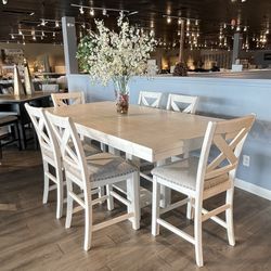 White 7pc Counter Height Dining Room Set 