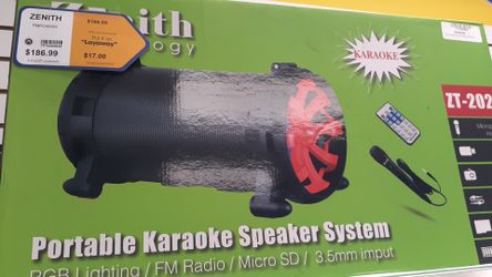 Zenith karaoke speaker, radio, bluetooth,new in box