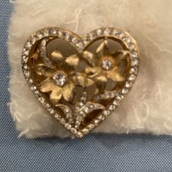 Premier Designs Vintage Pin / Brooch / Heart & Flowers 