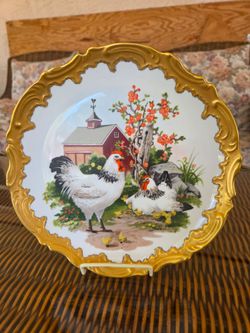 Decorative Porcelain Plate with Farm Scene