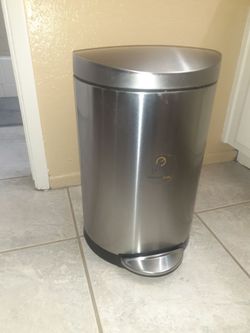 Small stainless steel trash can