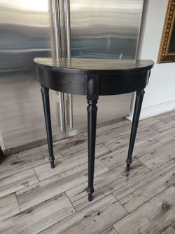 Black Half-Moon Console Table - Wood