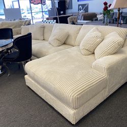 Ashley White Super Plush Right Face Chaise 11x7 Sectional  Must have Last One Modular Soft Fabric Thick Cord With Accents Can Deliver 