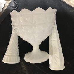 3 Pieces Milk Glass