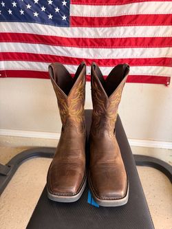Justin steel toe leather cowboy boots