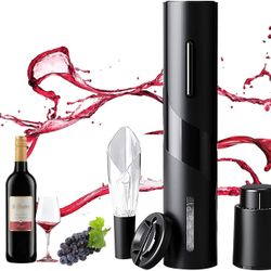 Electric Wine Bottle Opener Set, Automatic Corkscrew Wine Opener Kit for Wine Lovers, Battery Operated Wine Cork Opener Remover Set with Wine Stopper,