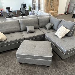 Light Gray Sofa Sectional W/ottoman 