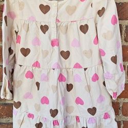 3T, Old Navy, Cream Courdory, Heart Dress, Multi Colored, Baby Doll Dress


