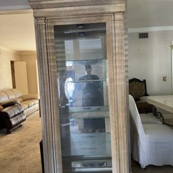 White Wood, Mirrored & Glass Cabinet 