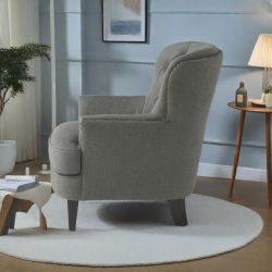 Contemporary Grey Fabric Club Chair and Ottoman Set, Stylish Upholstered Armchair with Matching Ottoman, Ideal for Modern Living Room Comfort and Styl