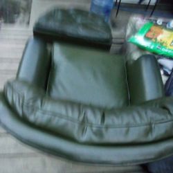 Hickory Green Leather Tufted Down Duck Feather Tub Club Chair