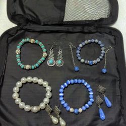 Set Of Four Bracelets & Earrings.