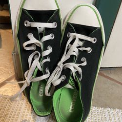 Neon Green And Black Low Top Converse Size 6 Women 4 Men’s 