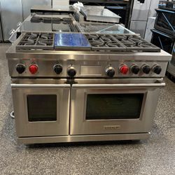 Wolf Stainless Steel 48” Dual Fuel Range Stove With Griddle 