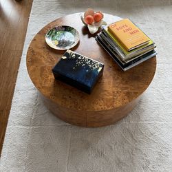 CB2-Purl 36" Burl Wood Rotating Coffee Table