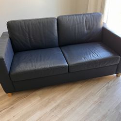 Leather Leggett & Platt Sleeper Sofa Blue 