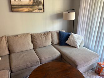 Beige Fabric Sectional Sofa with Chaise