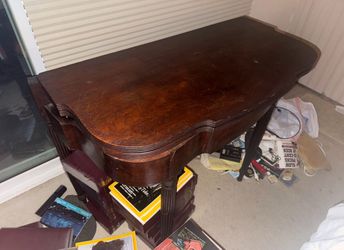 Antique Flip-Top Console Table - Opens to Dining Table Size! (Dark Wood)