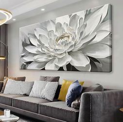 Flower White Wall Art Modern Canvas Art Wall Decor