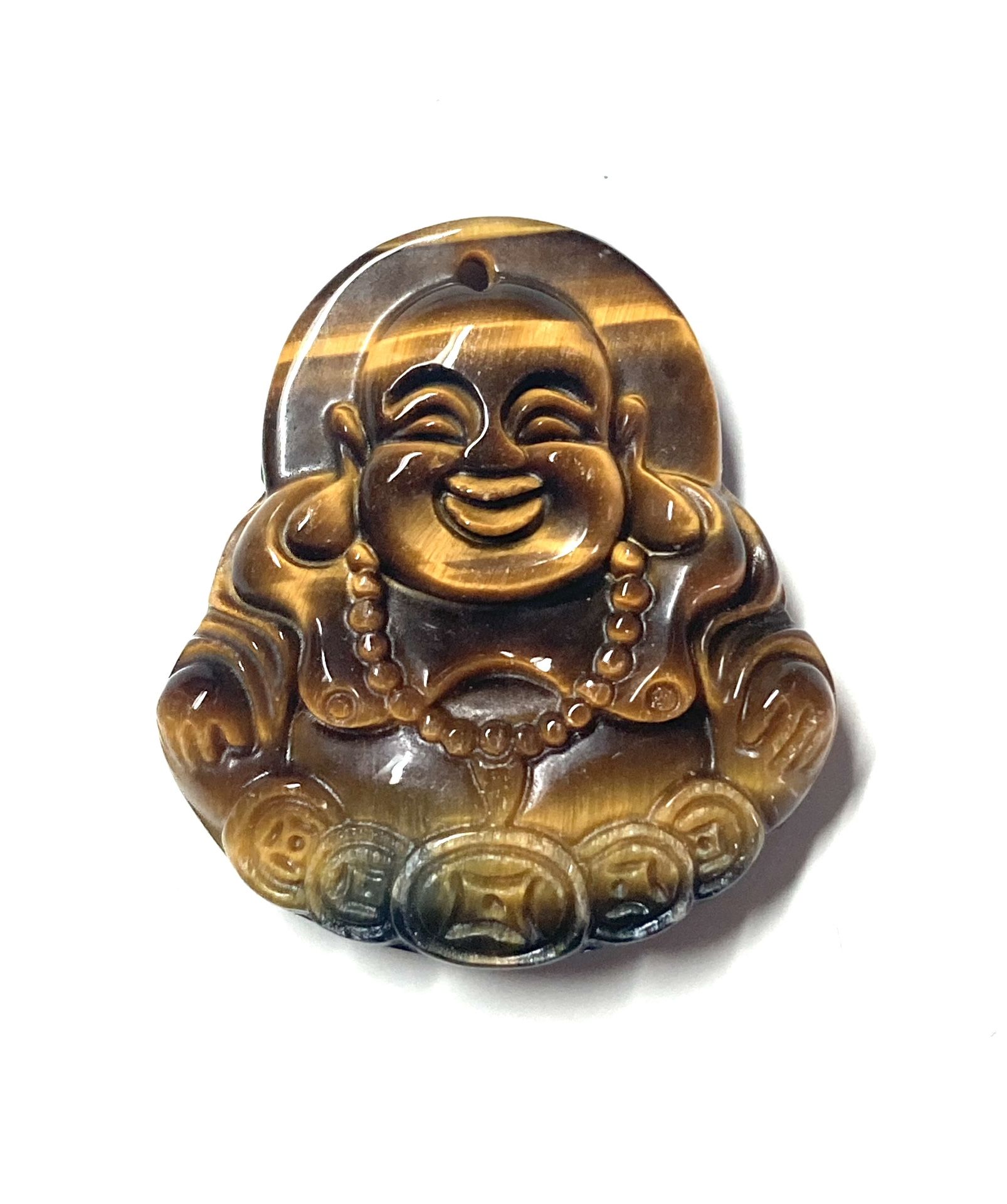 Tiger eye stone happy Buddha bead beads smooth happy life jade pendant necklace