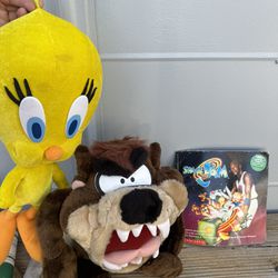 Vintage Tweety Bird And Taz With Space Jam Book