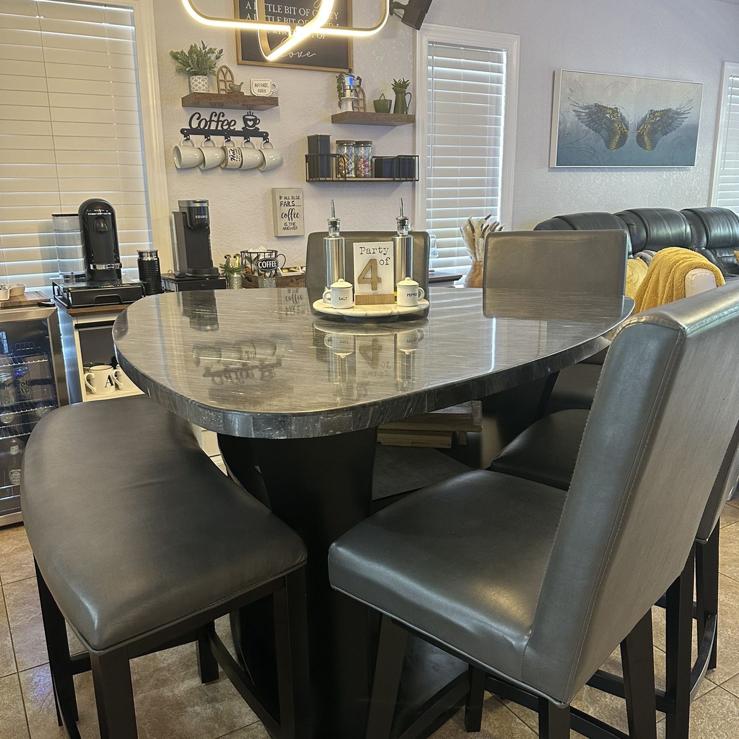 Dining Table For Barstools With Swivel And One Ben