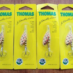 4 Packs Thomas R333G E.P. Spinn In-Line Spinner 1 3/8" 1/8 oz Gold - Spinnerbaits - Fishing Lures