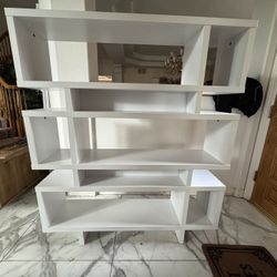 Modern Geometric White Bookcase / Display Shelf (From AllModern/Wayfair – discontinued model)