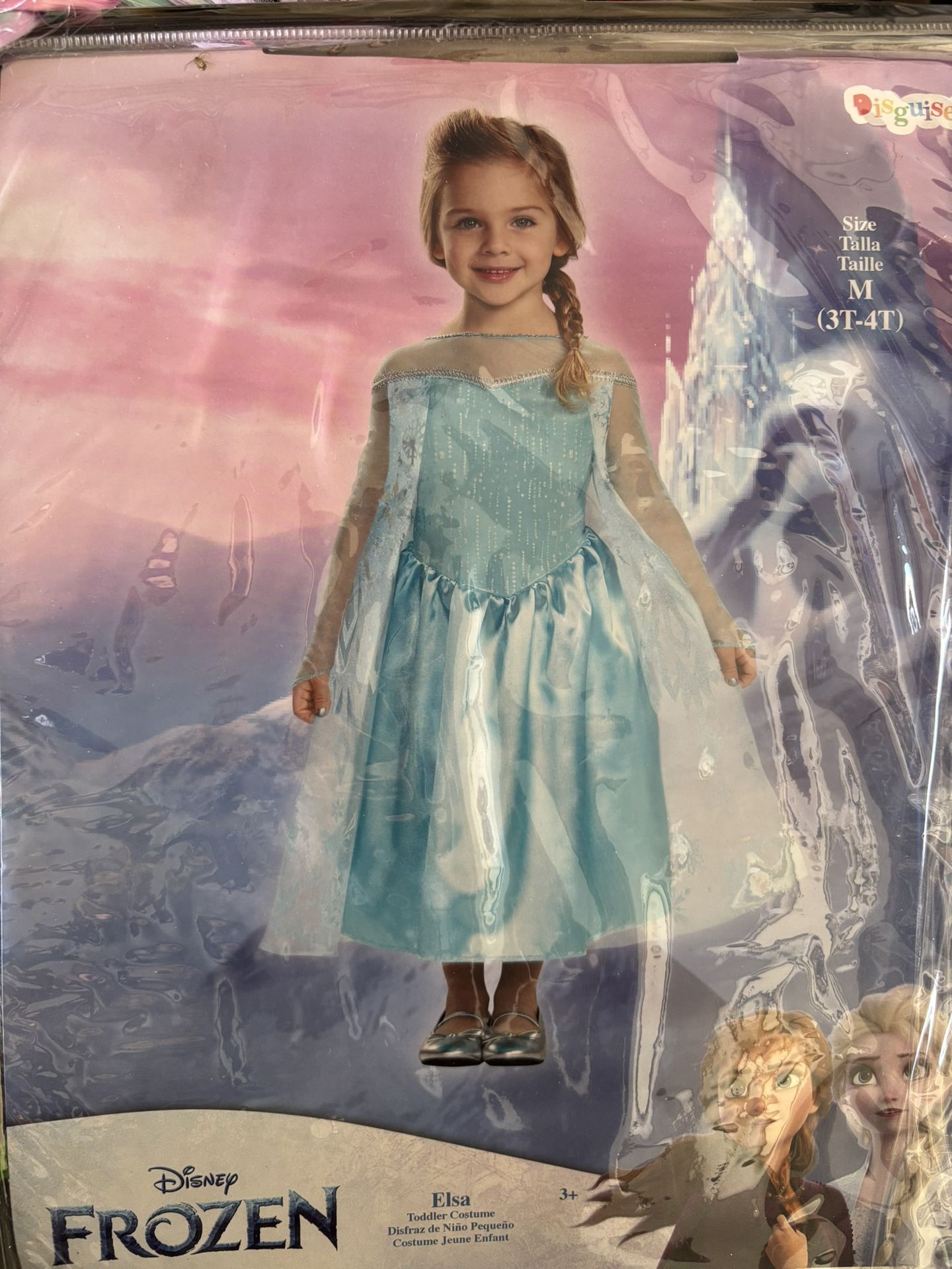 Disney Elsa Dress Costume Size 3 - 4 Kids Toddler 