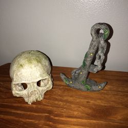Skull And Anchor Aquarium Decor