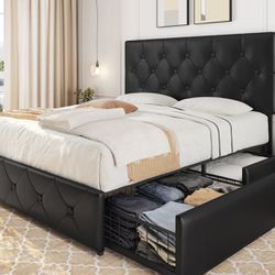 New Queen Size Bed Frame With 4 Drawers 