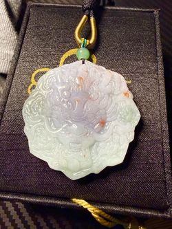 Carved Jade Dragon Pendant Necklace