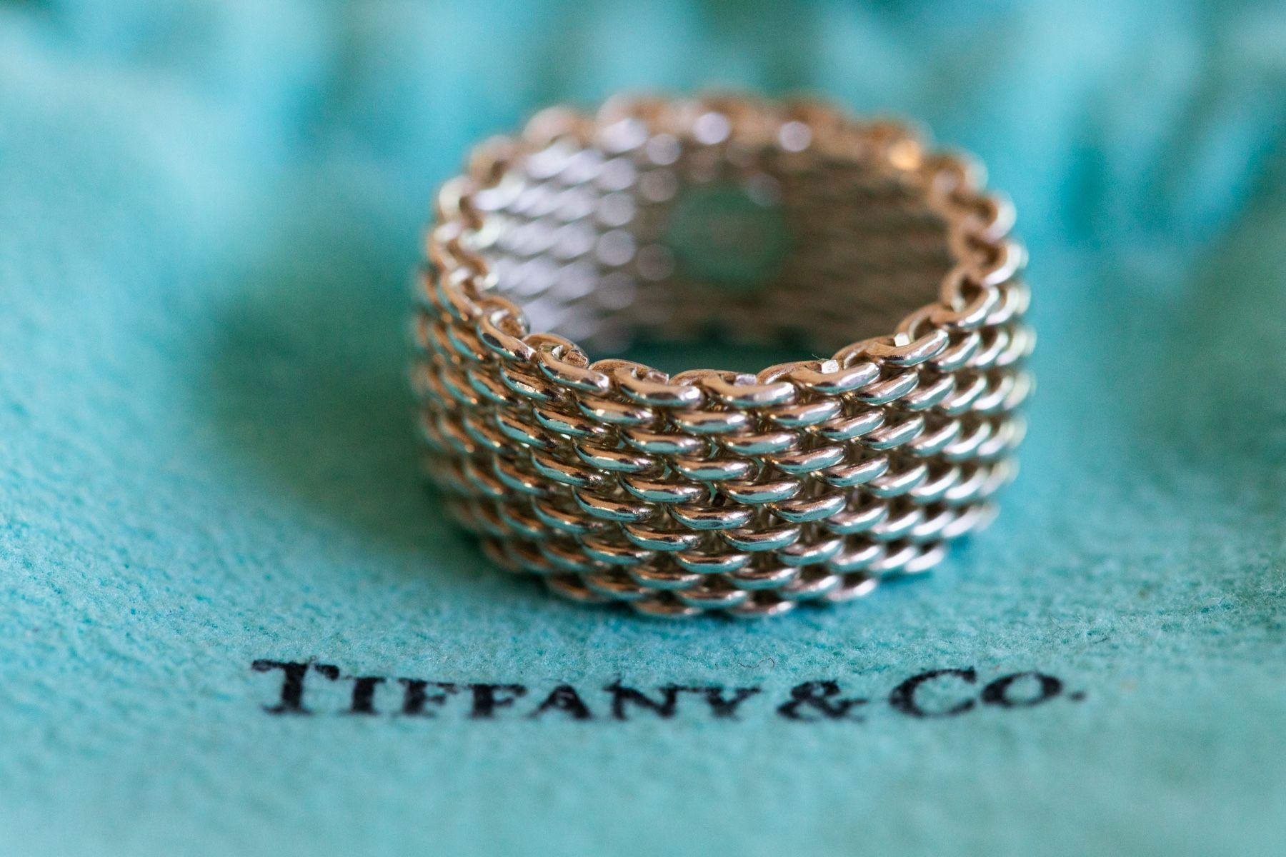 Tiffany & Co Sterling Silver Somerset Mesh Weave Ring Unisex AUTHENTIC Size 6.5