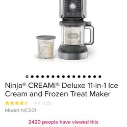 Ninja NC501 Creami Deluxe 11-1 Ice Cream Frozen Treat Maker for Sale in  Sunny Isles Beach, FL - OfferUp