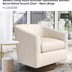Modern Swivel Accent Chair – Cream Upholstery